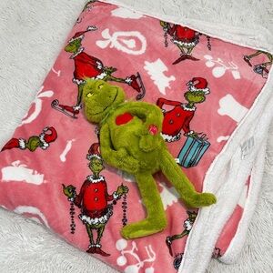 Grinch Pink Fleece Throw Blanket